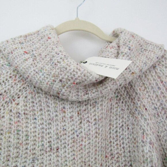 Moon & Madison M NWT Chunky Cowl Knit Confetti Cropped Minimalist Sweater Cozy - Picture 2 of 10